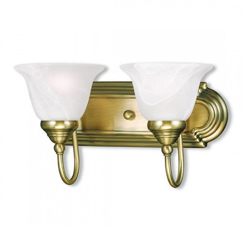 Antique Hardware 2 Light Antique Brass Bath Light Wall Sconce