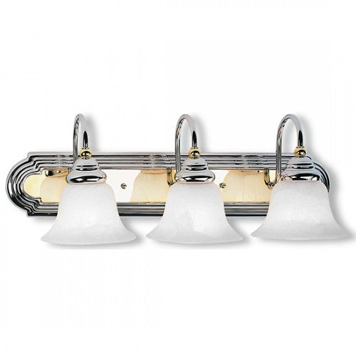 Antique Hardware 3 Light Polished Chrome & Polished Brass Bath Light Wall Sconce