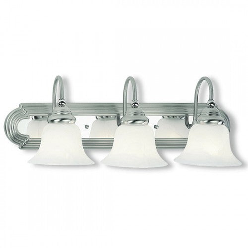 Antique Hardware 3 Light Brushed Nickel w/ Polished Chrome Insert Bath Light Wall Sconce