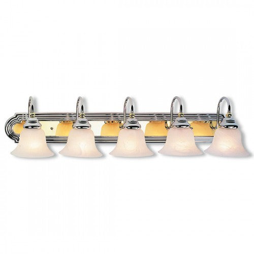 Antique Hardware 5 Light Polished Chrome & Polished Brass Bath Light Wall Sconce