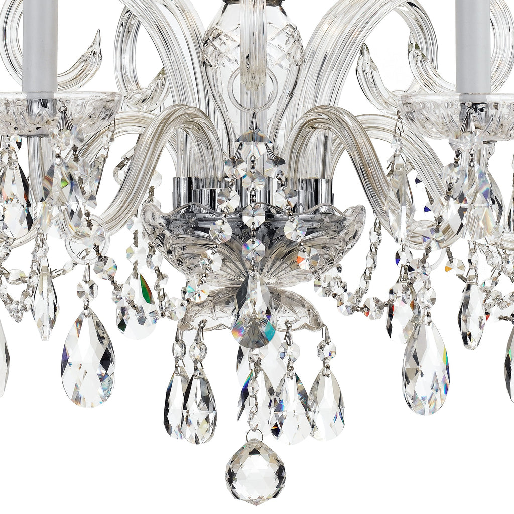 ##Antique Hardware## Traditional Crystal 5 Light Spectra Crystal Polished Chrome Chandelier