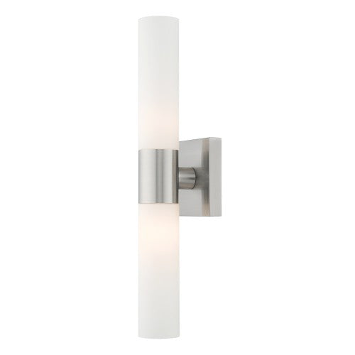 Antique Hardware 2 Light Brushed Nickel ADA Bath Light Wall Sconce