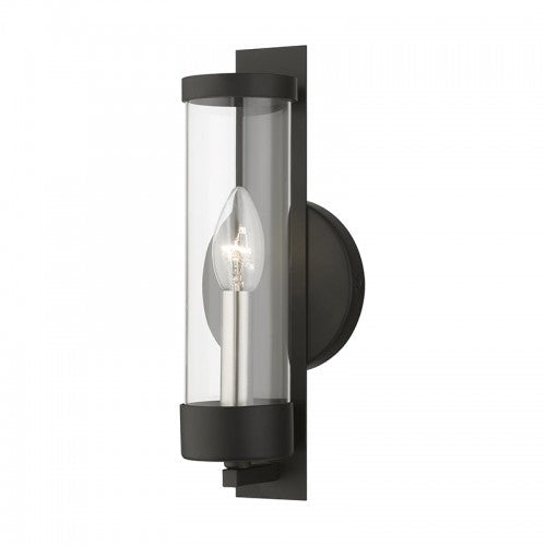 Antique Hardware 1 Light Black with Brushed Nickel Candle ADA Single Sconce Wall Sconce