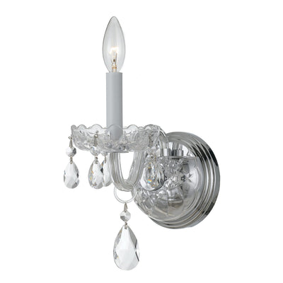 ##Antique Hardware## Traditional Crystal 1 Light Hand Cut Crystal Polished Chrome Sconce