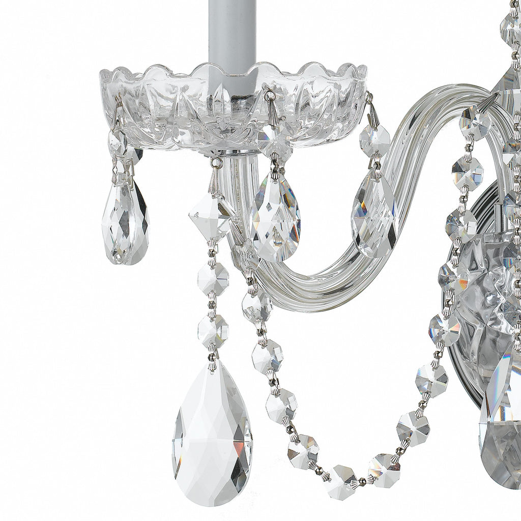 ##Antique Hardware## Traditional Crystal 3 Light Swarovski Strass Polished Chrome Sconce