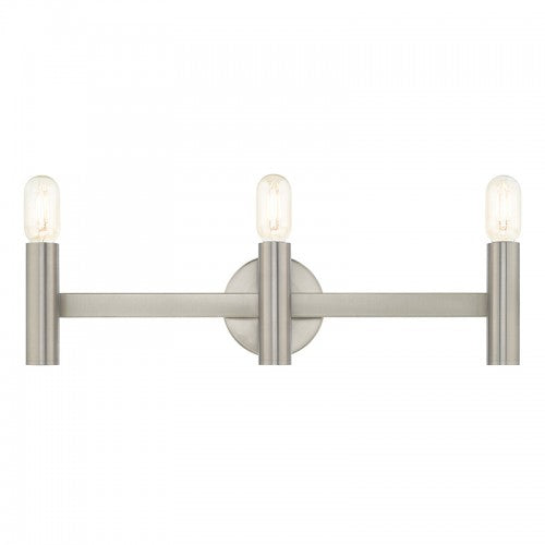 Antique Hardware 3 Light Brushed Nickel ADA Bath Vanity Wall Sconce