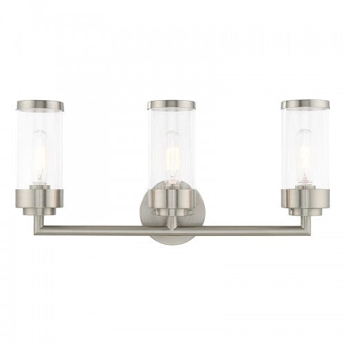 Antique Hardware 3 Light Brushed Nickel Bath Vanity Wall Sconce