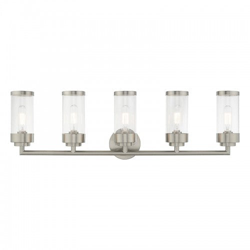 Antique Hardware 5 Light Brushed Nickel Bath Vanity Wall Sconce