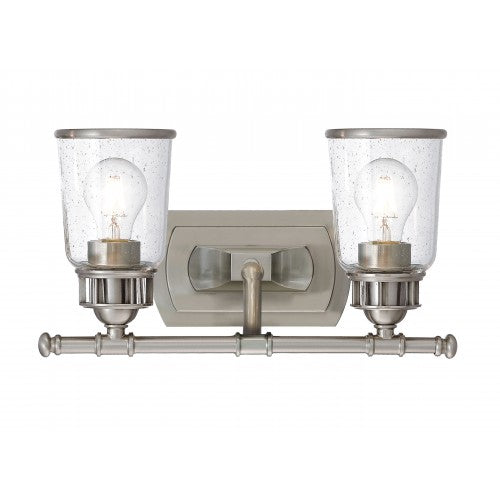 Antique Hardware 2 Light Brushed Nickel Bath Vanity Wall Sconce