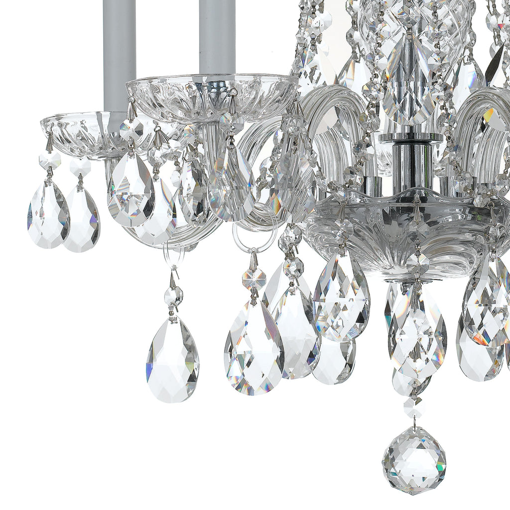 ##Antique Hardware## Traditional Crystal 5 Light Hand Cut Crystal Polished Chrome Chandelier