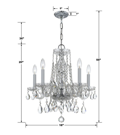 ##Antique Hardware## Traditional Crystal 5 Light Hand Cut Crystal Polished Chrome Chandelier