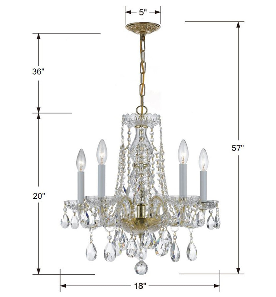 ##Antique Hardware## Traditional Crystal 5 Light Hand Cut Crystal Polished Brass Chandelier