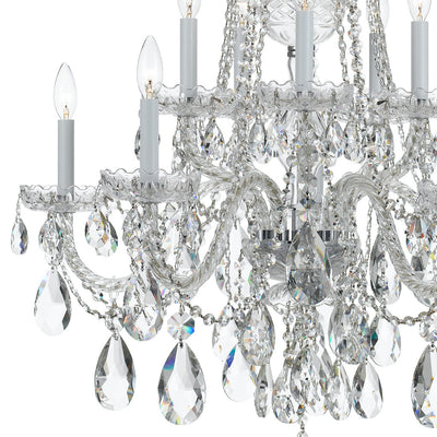 ##Antique Hardware## Traditional Crystal 10 Light Hand Cut Crystal Polished Chrome Chandelier