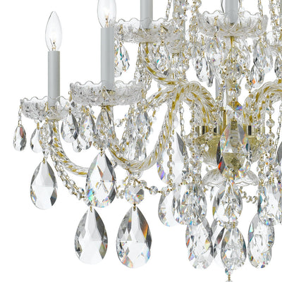 ##Antique Hardware## Traditional Crystal 10 Light Hand Cut Crystal Polished Brass Chandelier