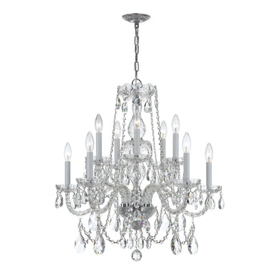 ##Antique Hardware## Traditional Crystal 10 Light Spectra Crystal Polished Chrome Chandelier