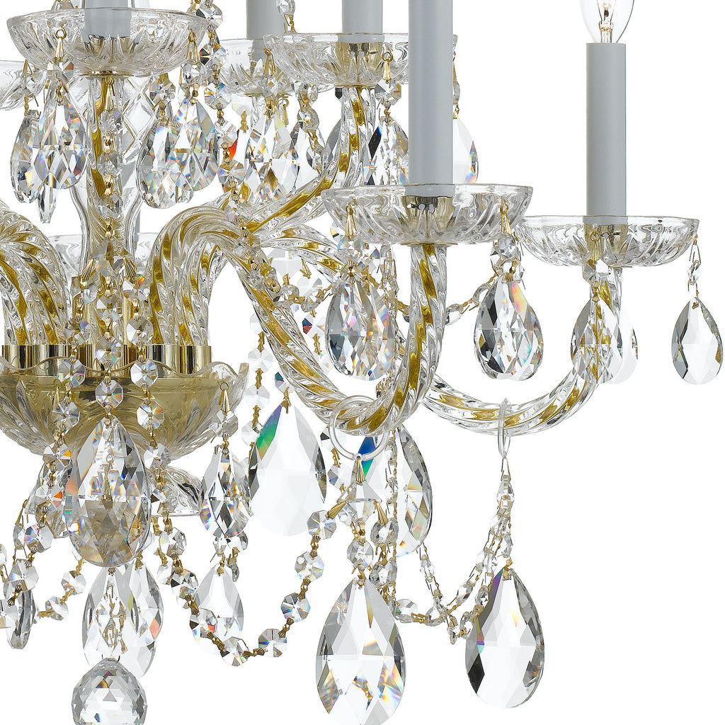 ##Antique Hardware## Traditional Crystal 10 Light Hand Cut Crystal Polished Brass Chandelier