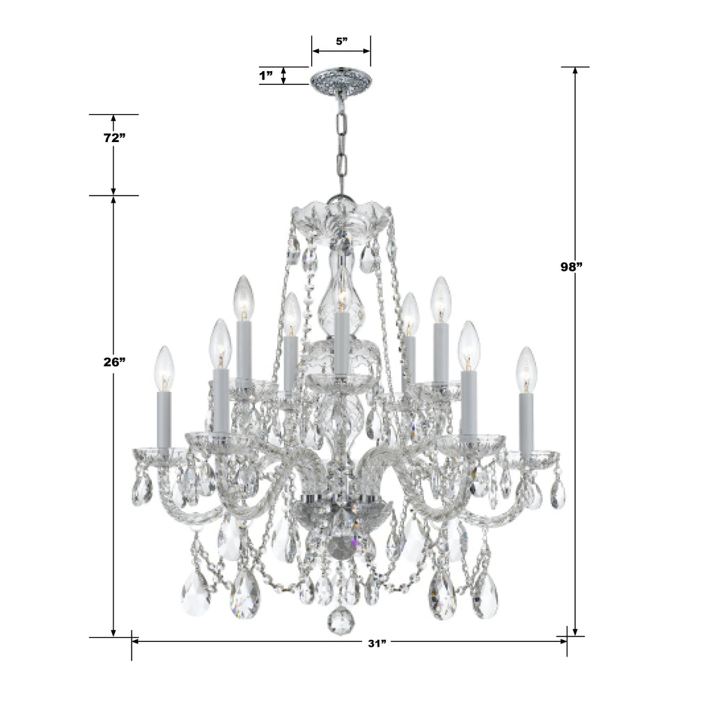 ##Antique Hardware## Traditional Crystal 12 Light Hand Cut Crystal Polished Chrome Chandelier