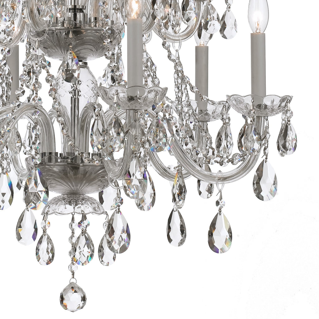 ##Antique Hardware## Traditional Crystal 12 Light Hand Cut Crystal Polished Chrome Chandelier