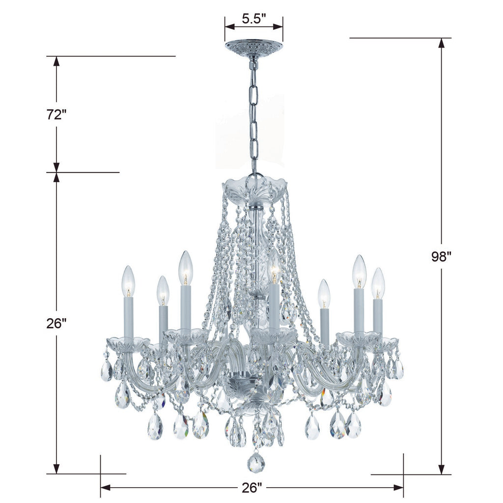 ##Antique Hardware## Traditional Crystal 8 Light Spectra Crystal Polished Chrome Chandelier