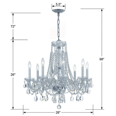 ##Antique Hardware## Traditional Crystal 8 Light Swarovski Strass Crystal Polished Chrome Chandelier