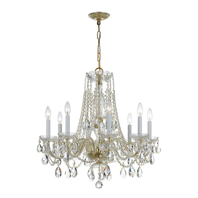 ##Antique Hardware## Traditional Crystal 8 Light Spectra Crystal Polished Brass Chandelier