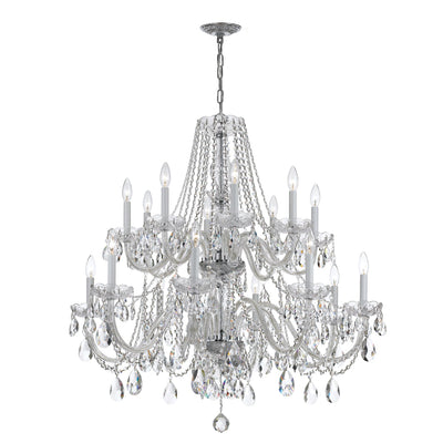 ##Antique Hardware## Traditional Crystal 16 Light Spectra Crystal Polished Chrome Chandelier