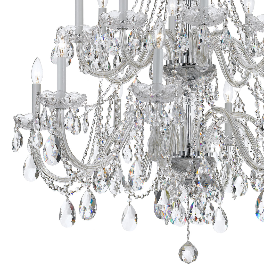 ##Antique Hardware## Traditional Crystal 16 Light Spectra Crystal Polished Chrome Chandelier