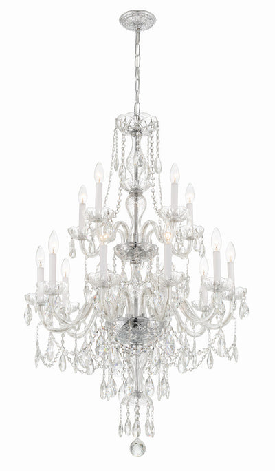 ##Antique Hardware## Traditional Crystal 15 Light Hand Cut Crystal Polished Chrome Chandelier