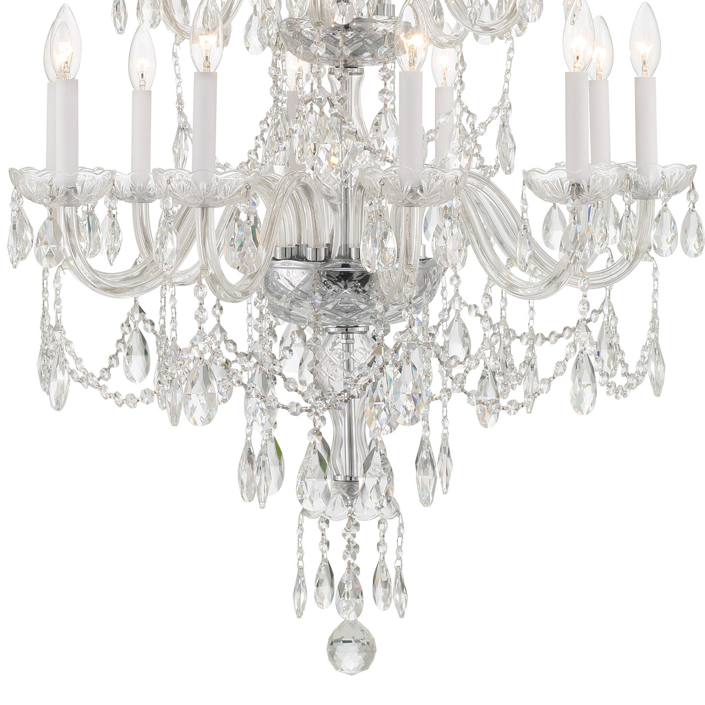 ##Antique Hardware## Traditional Crystal 15 Light Hand Cut Crystal Polished Chrome Chandelier