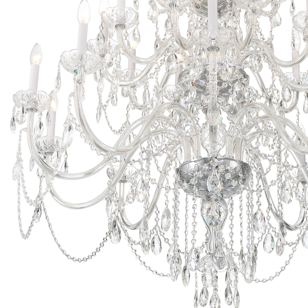 ##Antique Hardware## Traditional Crystal 25 Light Hand Cut Crystal Polished Chrome Chandelier