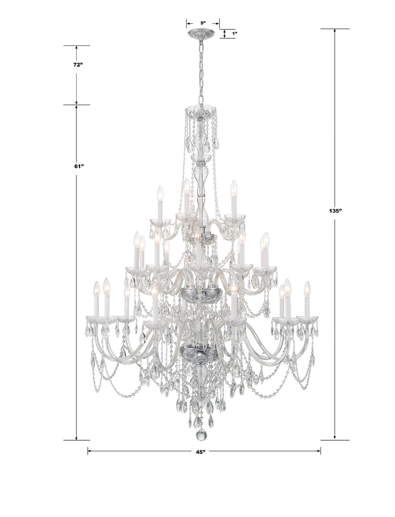 ##Antique Hardware## Traditional Crystal 25 Light Hand Cut Crystal Polished Chrome Chandelier