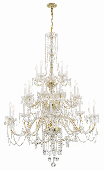 ##Antique Hardware## Traditional Crystal 25 Light Hand Cut Crystal Polished Brass Chandelier