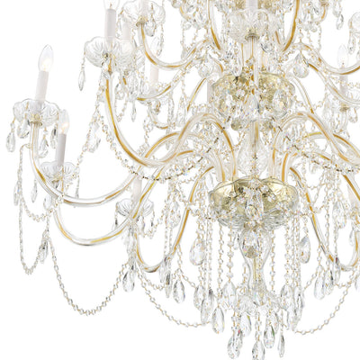 ##Antique Hardware## Traditional Crystal 25 Light Hand Cut Crystal Polished Brass Chandelier