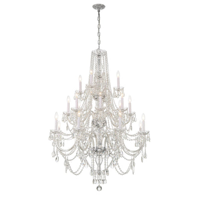 ##Antique Hardware## Traditional Crystal 20 Light Hand Cut Crystal Polished Chrome Chandelier