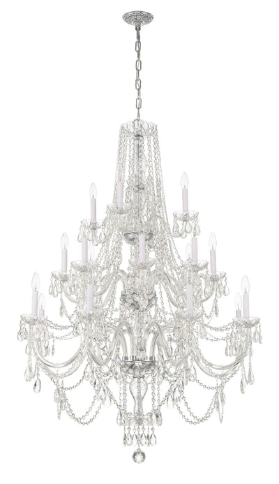 ##Antique Hardware## Traditional Crystal 20 Light Hand Cut Crystal Polished Chrome Chandelier