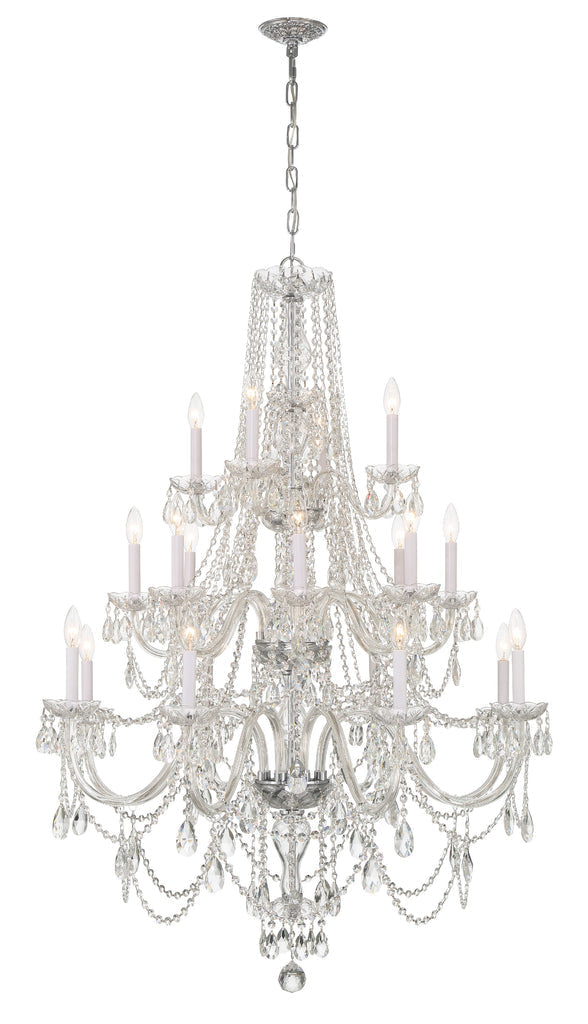 ##Antique Hardware## Traditional Crystal 20 Light Hand Cut Crystal Polished Chrome Chandelier