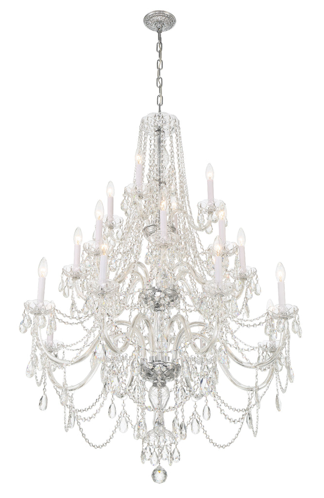 ##Antique Hardware## Traditional Crystal 20 Light Hand Cut Crystal Polished Chrome Chandelier