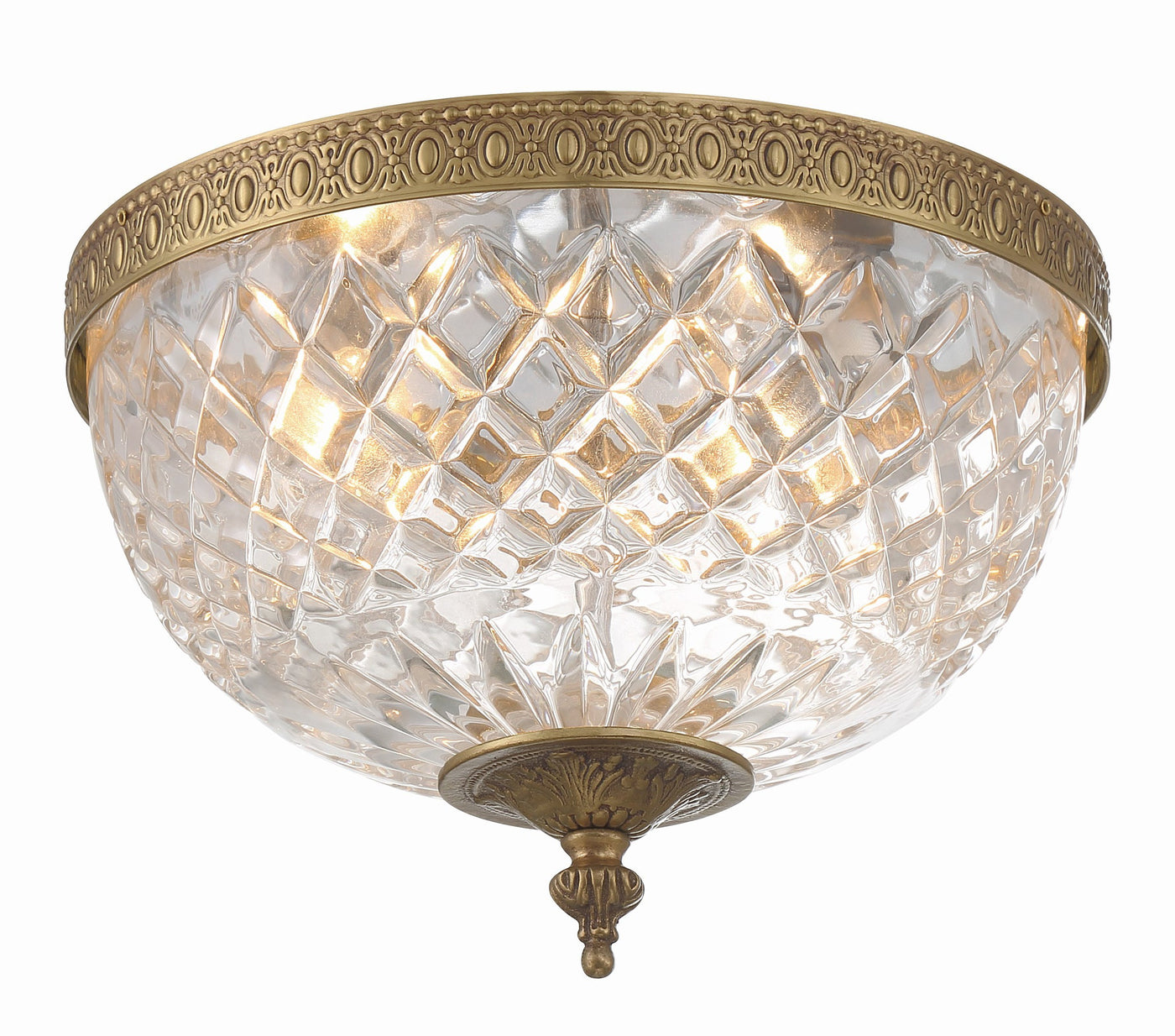 ##Antique Hardware## Crystorama 2 Light Olde Brass Crystal Flush Mount