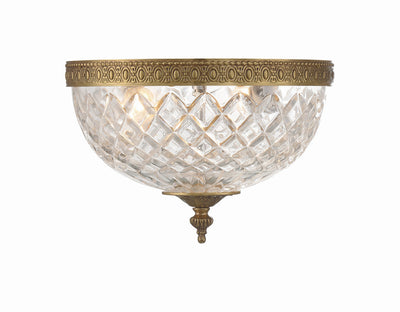 ##Antique Hardware## Crystorama 2 Light Olde Brass Crystal Flush Mount