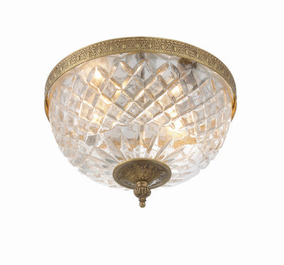 ##Antique Hardware## Crystorama 2 Light Olde Brass Crystal Flush Mount