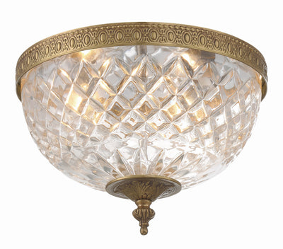 ##Antique Hardware## Crystorama 3 Light Olde Brass Crystal Flush Mount