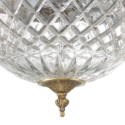 ##Antique Hardware## Crystorama 3 Light Olde Brass Crystal Flush Mount