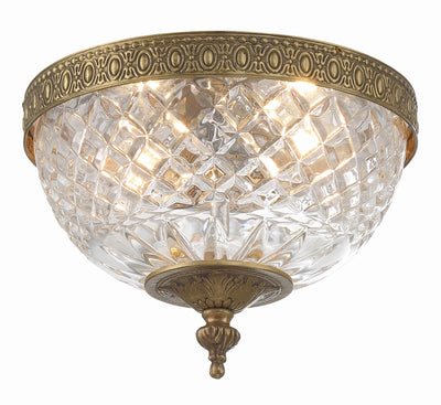 ##Antique Hardware## Crystorama 2 Light Olde Brass Crystal Flush Mount