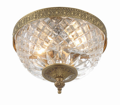 ##Antique Hardware## Crystorama 2 Light Olde Brass Crystal Flush Mount