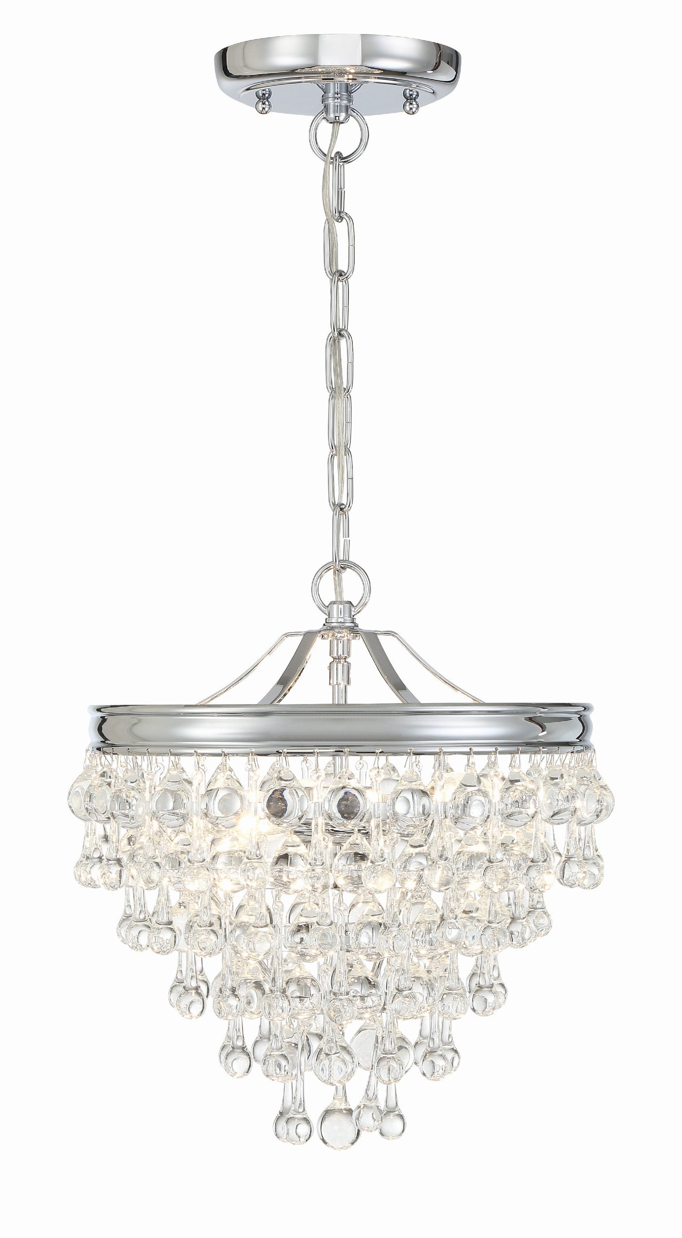 Antique Hardware Calypso 3 Light Crystal Teardrop Polished Chrome Mini Chandelier Chandelier