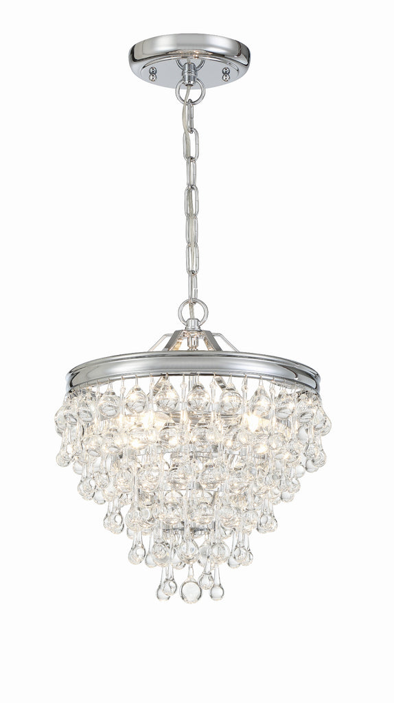 Antique Hardware Calypso 3 Light Crystal Teardrop Polished Chrome Mini Chandelier Chandelier