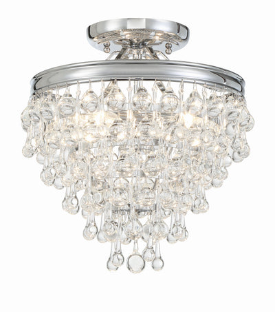 Antique Hardware Calypso 3 Light Crystal Teardrop Polished Chrome Semi Flush Mount Semi Flush