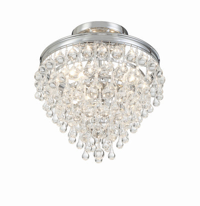 Antique Hardware Calypso 3 Light Crystal Teardrop Polished Chrome Semi Flush Mount Semi Flush