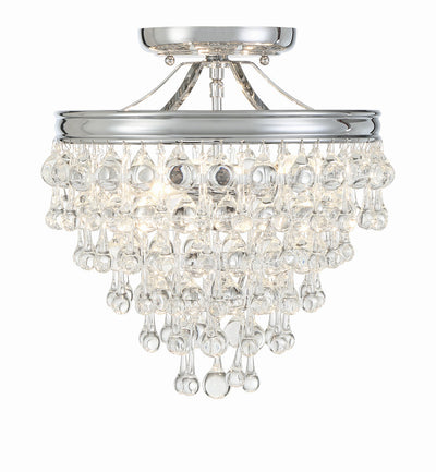 Antique Hardware Calypso 3 Light Crystal Teardrop Polished Chrome Semi Flush Mount Semi Flush