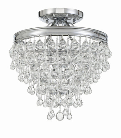 Antique Hardware Calypso 3 Light Crystal Teardrop Polished Chrome Semi Flush Mount Semi Flush